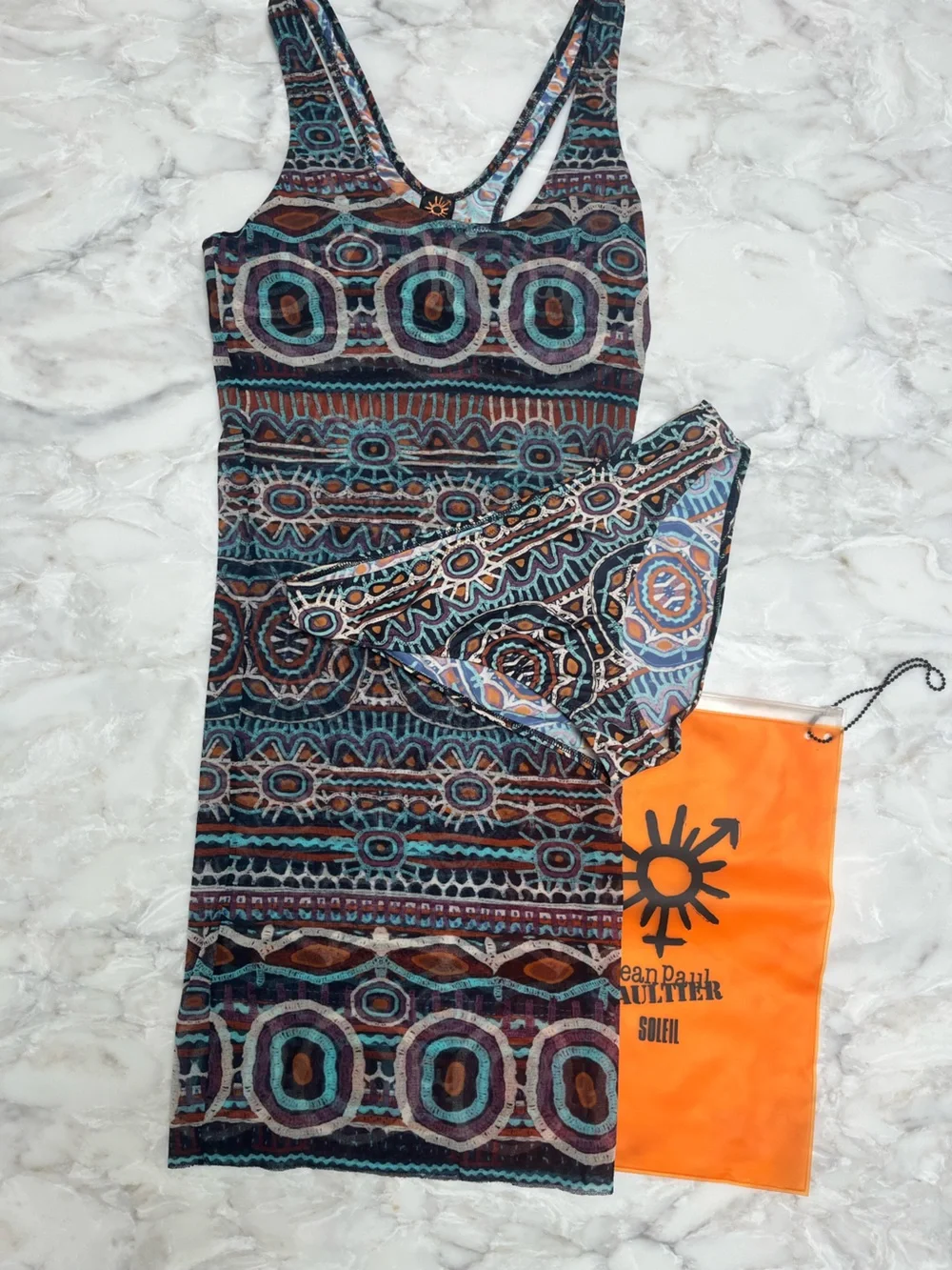 Jean Paul Gaultier Women's Multicolor Tribal Swim Hybrid - Teal, Brown & Orange